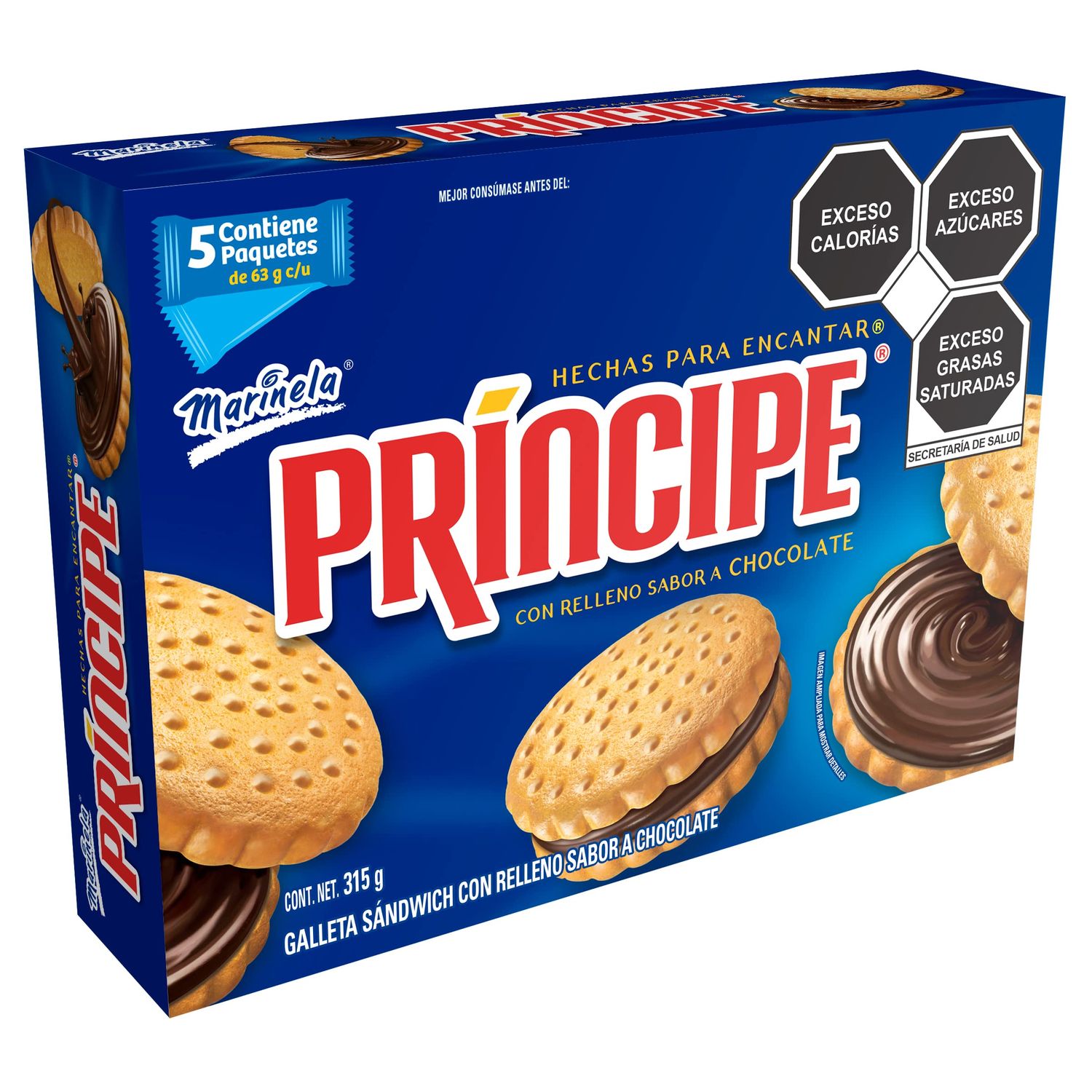 Marinela Galletas Principe, 5 paquetes, 315g