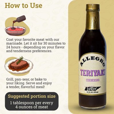 ALLEGRO - The Marinate Everything Marinades Perfect Marinades for Meat &amp; Veggies Marinade for Grilling, Roasting &amp; Cooking Kosher &amp; Gluten Free 12.7 Oz Pack of 1 - Teriyaki