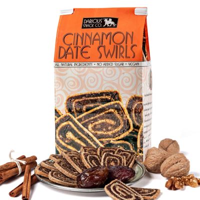 Darious Snack Co VEGAN and PALEO Cinnamon Date Swirls for Delicious BreakFast, Slightly Sweet and Savory Snacks, All Natural Ingredients, Holiday Food Gifts, 6 oz Bag