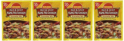 Sun-Bird HOT &amp; SPICY KUNG PAO CHICKEN Asian Seasoning Mix, .87oz 4-pack