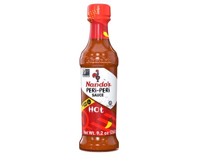 Nandos PERi PERi Hot Sauce - Spicy Sauces, Seasoning or Marinade for Wings, Fish, Meat, Rice or Vegetables - No Artificial Colors or Flavors, Non-GMO, No MSG, Gluten Free, Vegetarian - 9.2 Oz Hot