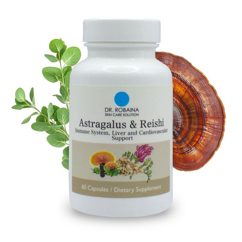 Dr. Robaina Astragalus &amp; Reishi Capsules - Immune, Liver &amp; Cardiovascular Support - High-Potency Herbal Blend - Vegan, Non-GMO, Made in USA, 60 Capsules