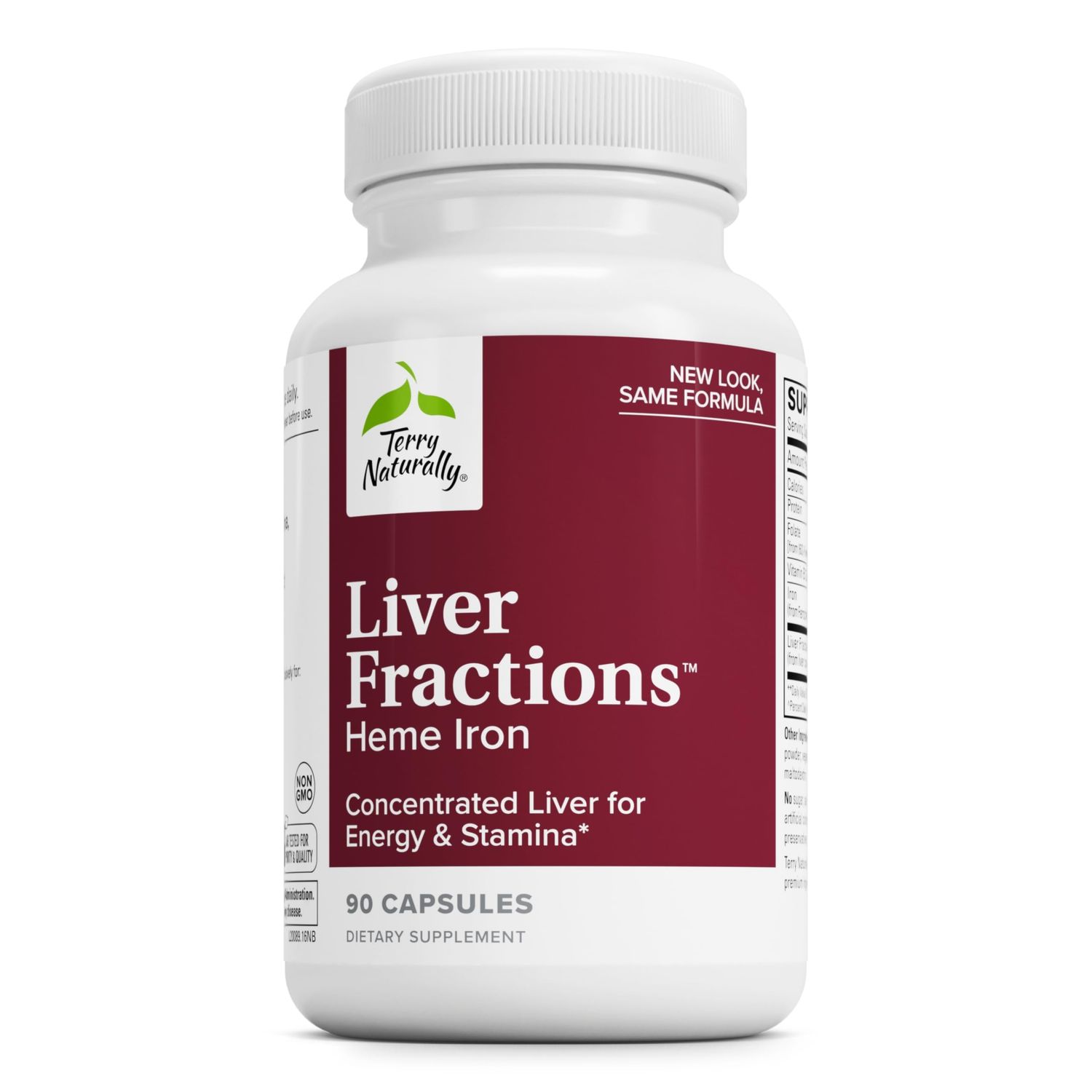 Terry Naturally Liver Fractions - Endurance &amp; Energy Support with Gentle Iron - Dietary Supplement Supports Healthy Red Blood Cell Formation - Iron Supplement for Liver Health - 90 Capsules