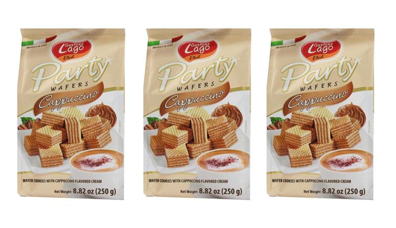 Gastone Lago Party Wafers Cappuccino Cream Filling 8.82 oz, 250g Pack of 3