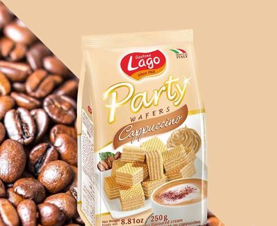 Gastone Lago Party Wafers Cappuccino Cream Filling 8.82 oz, 250g Pack of 3