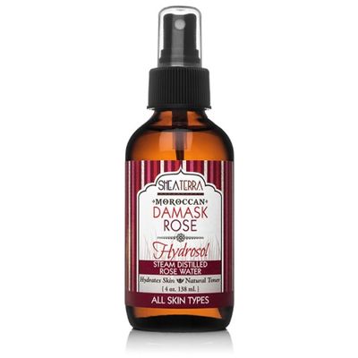 Shea Terra Organics Beauty Water, Toner &amp; Face Mist - Moroccan Damask Rose Hydrosol Natural Daily Hydrating Toner with Anti-Aging Rose Distillate to Moisturize &amp; Soothe Dry, Inflamed Skin - 4 oz