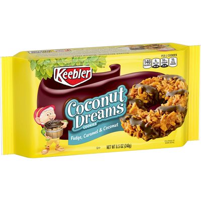 Keebler Coconut Dreams Cookies, Caramel and Coconut, 8.5 Ounce Tray, Pack of 4