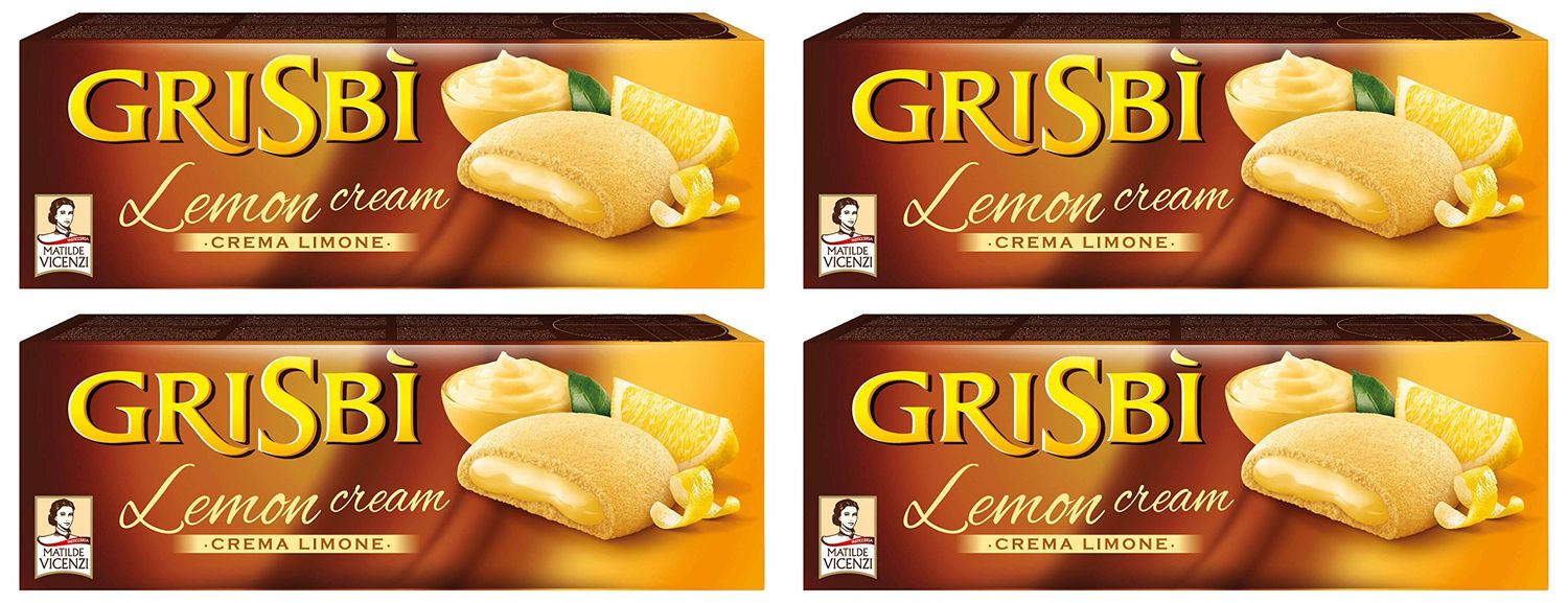 Vicenzi: Grisbi Lemon Cream Italian Shortcrust Biscuits filled with Lemon Cream 5.3 Ounces 150g Package Pack of 4 Italian Import