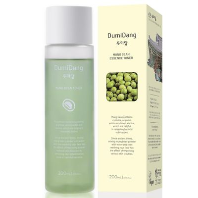 DumiDang Mung Bean Essence Toner - Korean Traditional Vegan Skincare Formula, Hydrating and Detoxifying with Fermented Mung Bean Extract and 8 Bean Complex, 200mL 6.75fl. oz., Green