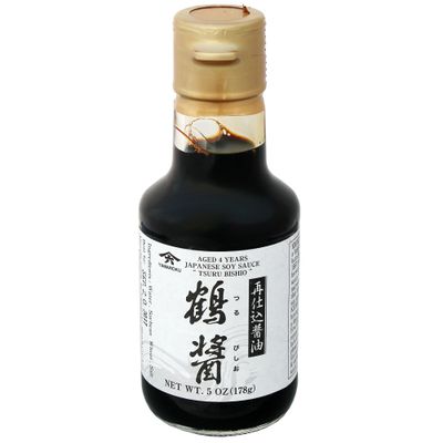 Yamaroku Shoyu Pure Artisan Dark Sweet Japanese Premium Gourmet Barrel Aged 4 Year Soy Sauce Tsuru Bisiho, 5oz 148ml, Pack of 2 Bottles