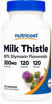 Nutricost Milk Thistle Capsules 300mg, 120 Capsules 80 Silymarin - Gluten-Free &amp; Non-GMO
