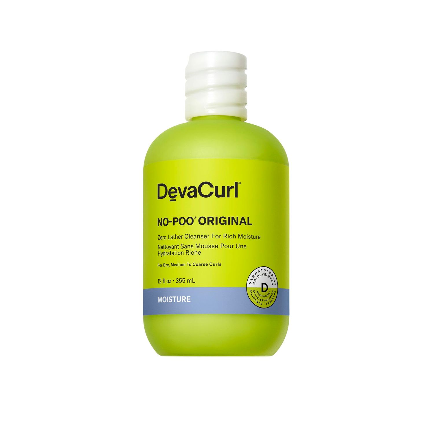 DevaCurl No-Poo Original Zero Lather Cleanser For Rich Moisture, Fresh Rose, 12 fl. oz.