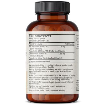 Futurebiotics Milk Thistle Silymarin Marianum &amp; Dandelion Root Liver Health Support, Antioxidant Support, Detox, 120 Capsules