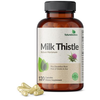 Futurebiotics Milk Thistle Silymarin Marianum &amp; Dandelion Root Liver Health Support, Antioxidant Support, Detox, 120 Capsules