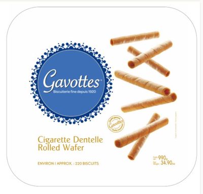 Gavottes Rolled Wafer Cookies 220ct Gavottes French Wafer Rolls Ice Cream Wafer Cookies Gaufrettes Wafers Made in France Approx 220 Wafer Rolls in Tin Box 220 Rolls990g