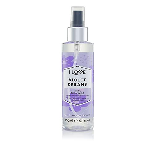 I LOVE Violet Dreams Scented Body Mist - Body Mist Fragrance - Long Lasting Body Spray with Natural Fruit Extracts - Bergamot and Rose - 5.1 oz