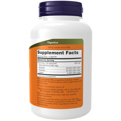 NOW Foods Supplements, Pancreatin 2000 with naturally occurring Protease Protein Digesting, Amylase Carbohydrate Digesting, and Lipase Fat Digesting Enzymes, 250 Capsules