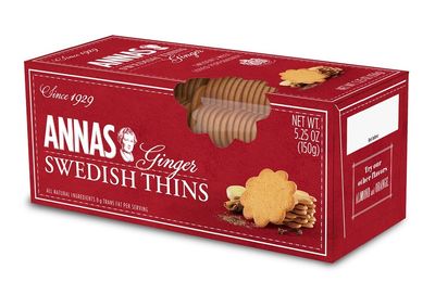 Annas Thins - Ginger Pepparkakor - 5.25 Ounce Pack of 12 non GMO Vegan