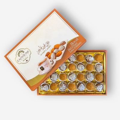 Zaitoune Mixed Lotus &amp; Bounty Royal Petit Fours - 12 oz Assorted Gourmet Chocolate Covered Cookie Selection Authentic Arabic Cookies in a Beautiful Gift Box Great Sharing Present