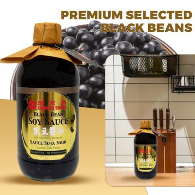 Wan Ja Shan Black Bean Soy Sauce Made with Premium Black Beans, All Naturally Brewed, Less Sodium, Gluten Free, No Preservatives, Great for All Kinds Cooking , Stir-fry, Dipping, Roasting, Marinati...