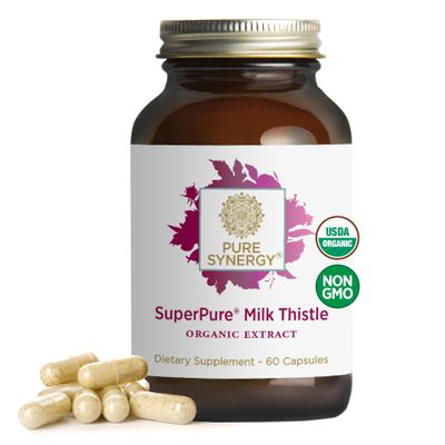 PURE SYNERGY SuperPure Milk Thistle Extract Liver Detox and Cleanse Supplement Organic Milk Thistle Extract with Silymarin for Healthy Liver Support 60 Capsules