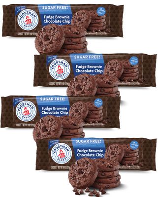 Voortman 1 in U.S. Sugar Free Fudge Brownie Chocolate Chip Cookies Pack of 4 Baked With Real Cocoa