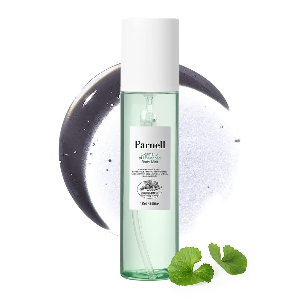 Parnell Cicamanu pH Balanced Body Mist - Centella Asiatica, Hyaluronic Acid, Ceramide, LHA, PHA, Mild Exfoliating, Soothing and Moisturizing Mist for Body, Back Acne and Bacne 5.07 Fl Oz 150ml