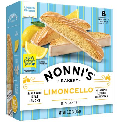 Nonni&#39;s Limoncello Biscotti Italian Cookies - Zesty Lemon Cookies - Biscotti Individually Wrapped Cookies - Limoncello Italian Biscotti Cookies wWhite Icing - Kosher Coffee Cookies - 6.88 oz