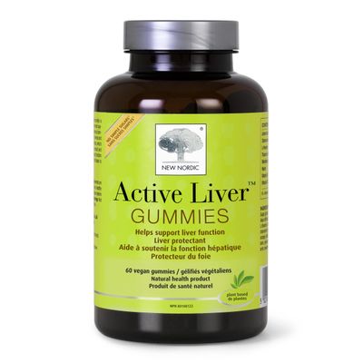 NEW NORDIC Active Liver Gummies, Milk Thistle, Artichoke &amp; Turmeric Supplement, Natural Peach &amp; Mango Flavor, Sugar Free &amp; Vegan, 60 Count Pack of 1