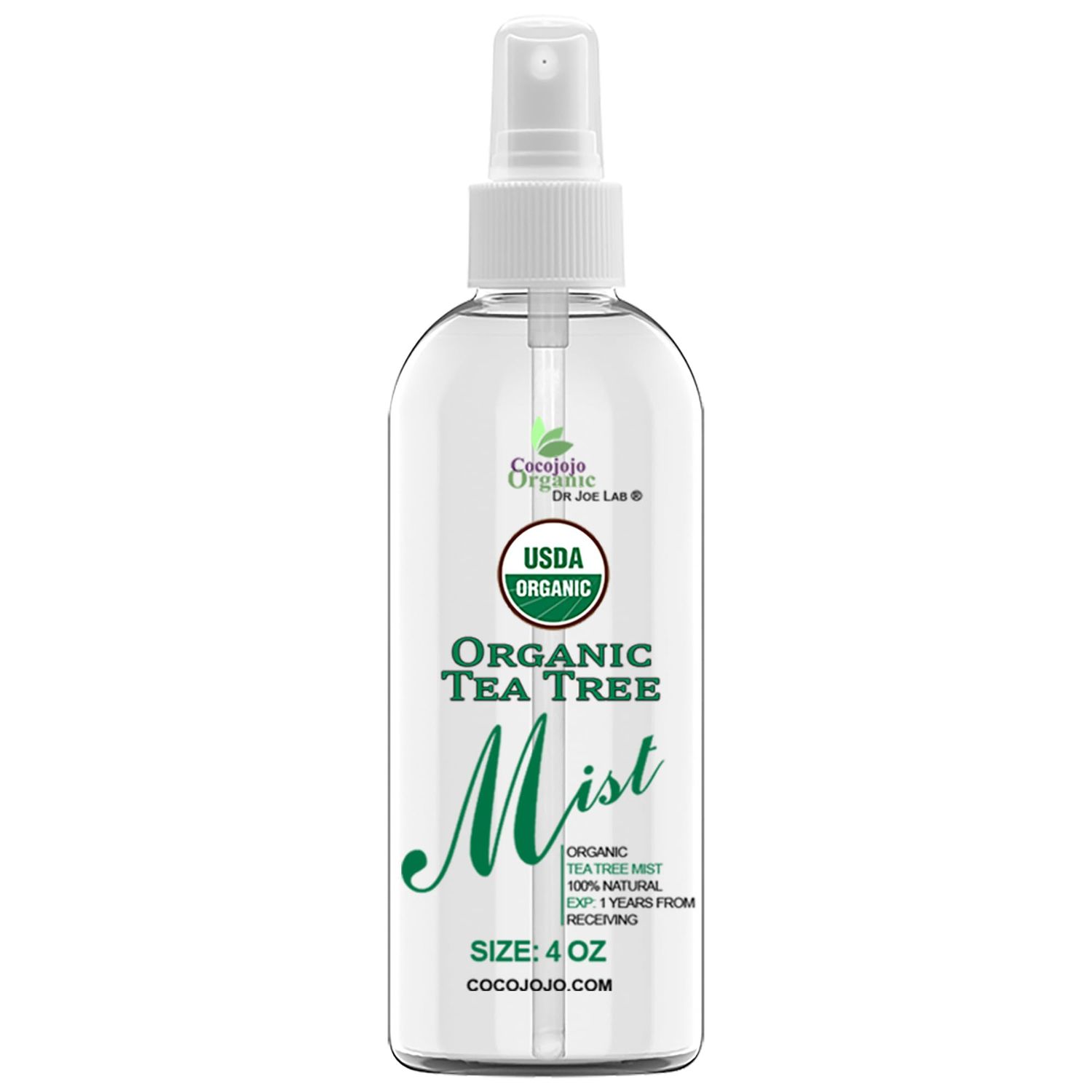 Dr Joe Lab Organic Tea Tree Mist For Skincare - USDA Certified - 4 oz- Face Spray - Soothing &amp; Relaxing -Pure Essential Oil &amp; Glycerin and Body Spray.