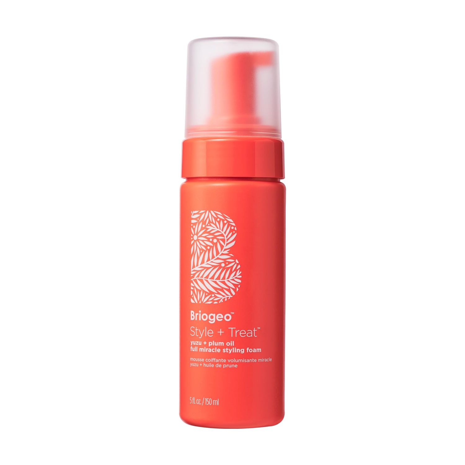 Briogeo Style Treat Yuzu Plum Oil Full Miracle Styling Foam, Control Frizz, Heat Protection, Enhance Wavy Hair, Volumized Hair Blowout, Add Texture to All Hair Types, Vegan, Cruelty-Free, 5 fl oz