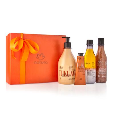 natura - Ekos Tukuma Collection Replenishing Gift Set 4 Products - Body Lotion, Hand Cream, Shower Oil, and Shower Gel - Gift Box - Vegan Skin Care - Brazilian Beauty Secrets - Self Care &amp; Body Care