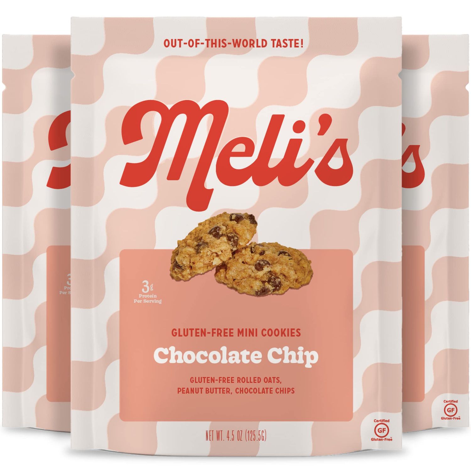 Melis Mini Cookies - Chocolate Chip - Gluten Free Snacks, Plant Based Gourmet Cookies with Chocolate Chips, Peanut Butter, Rolled Oats, Crunchy Kids Snacks for School, Sweet Treats, 3 Pack Bundle