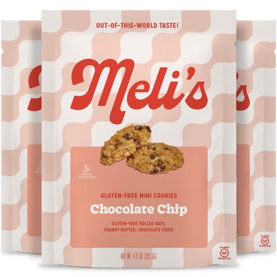 Melis Mini Cookies - Chocolate Chip - Gluten Free Snacks, Plant Based Gourmet Cookies with Chocolate Chips, Peanut Butter, Rolled Oats, Crunchy Kids Snacks for School, Sweet Treats, 3 Pack Bundle