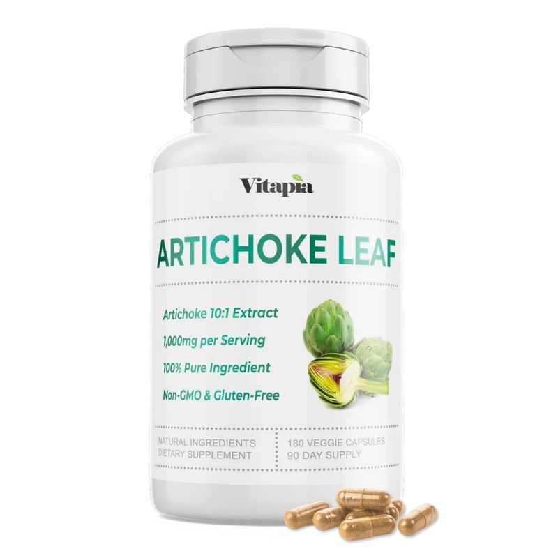 Vitapia Organic Artichoke Leaf Extract for Healthy Digestion, Liver Health &amp; Functions, Antioxidant Support - 10:1 Ratio &amp; 180 Veggie Capsules - Non-GMO, Gluten-Free, Vegan-Friendly