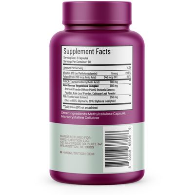 HMS Nutrition TUDCA Liver Plus, Supports Liver Cleanse Detox & Repair, Supplement with Milk Thistle Seed Extract, Vitamin B12, Folate, & Cruciferous Vegetable Complex, 60 Capsules