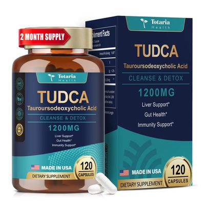 Totaria TUDCA Supplement 1200mg Tauroursodeoxycholic Acid, 120 Capsules, Ultra Strength TUDCA Bile Salts Liver Supplements, Pure Tudca for Liver and Gallbladder Repair, Gut Health