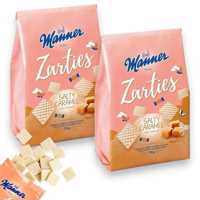Manner Original Zarties Salty Caramel Wafer - Delicious Austrian Wafer Cookies with Creamy Caramel and a Hint of Salt - Manner Wafers Ideal for Home, Office, &amp; On-the-Go - 2 Pack