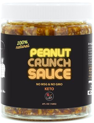 SAUCE UP Peanut Nut-Crunch Sauce 6oz Roasted Crunchy Peanuts with 10 Premium Ingredients Vegan Keto Gluten Free No MSG Sweet Savory Nutty Topping Handcrafted in NYC Natural Flavor Bomb