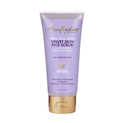 SheaMoisture Velvet Skin Rice Scrub Exfoliating Scrub for Dry Skin Purple Rice Water with Shea Butter 6 oz