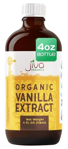 Jiva Organics Pure Vanilla Extract 4oz - 100 Real Extract - For Cooking, Drinks &amp; Desserts - 100 Vegan, Sugar Free &amp; Kosher - Non-GMO &amp; Gluten-Free