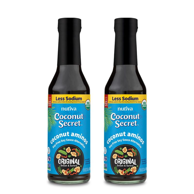 Coconut Secret Organic Coconut Aminos, 8oz Original 2 Pack. Soy Free, Low Sodium Coco Liquid Aminos for Stir Fry Sauce, Marinades, Dressings, and Dipping. USDA Organic, Gluten-Free