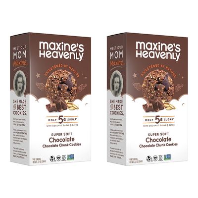 Maxine&#39;s Heavenly Chocolate Chunk Cookies Gluten Free Chocolate Chip Cookies Made with Oats and Sweetened with Coconut Sugar &amp; Dates Tasty Low Sugar Vegan Dessert 7.2 Ounces Each 2 pack