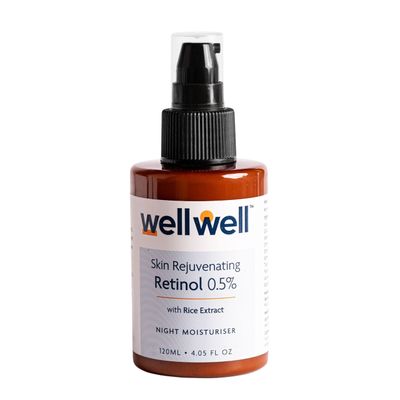 wellwell Retinol Cream for Face - Targets Fine Lines &amp; Wrinkles, Uneven Skin Tone &amp; Redness Fragrance-Free Night Cream 4.05 Fl Oz