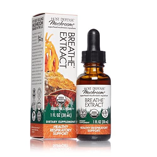 Host Defense Breathe Extract - Immune &amp; Respiratory Support Mushroom Liquid Supplement - Herbal Lung Health Supplement with Chaga, Reishi &amp; Cordyceps - 1 fl oz 30 Servings