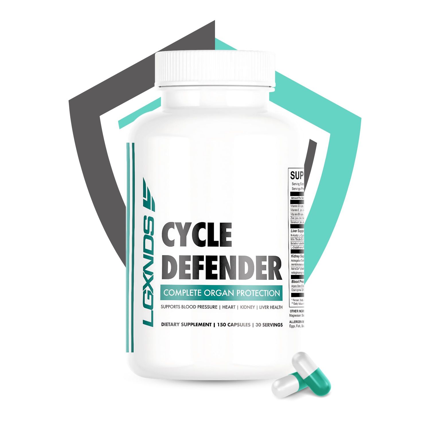 LGXNDS Cycle Defender Complete Organ Protection Supplement - Supports Heart, Kidney, Liver Health &amp; Blood Pressure - 150 Capsules, 30 Servings