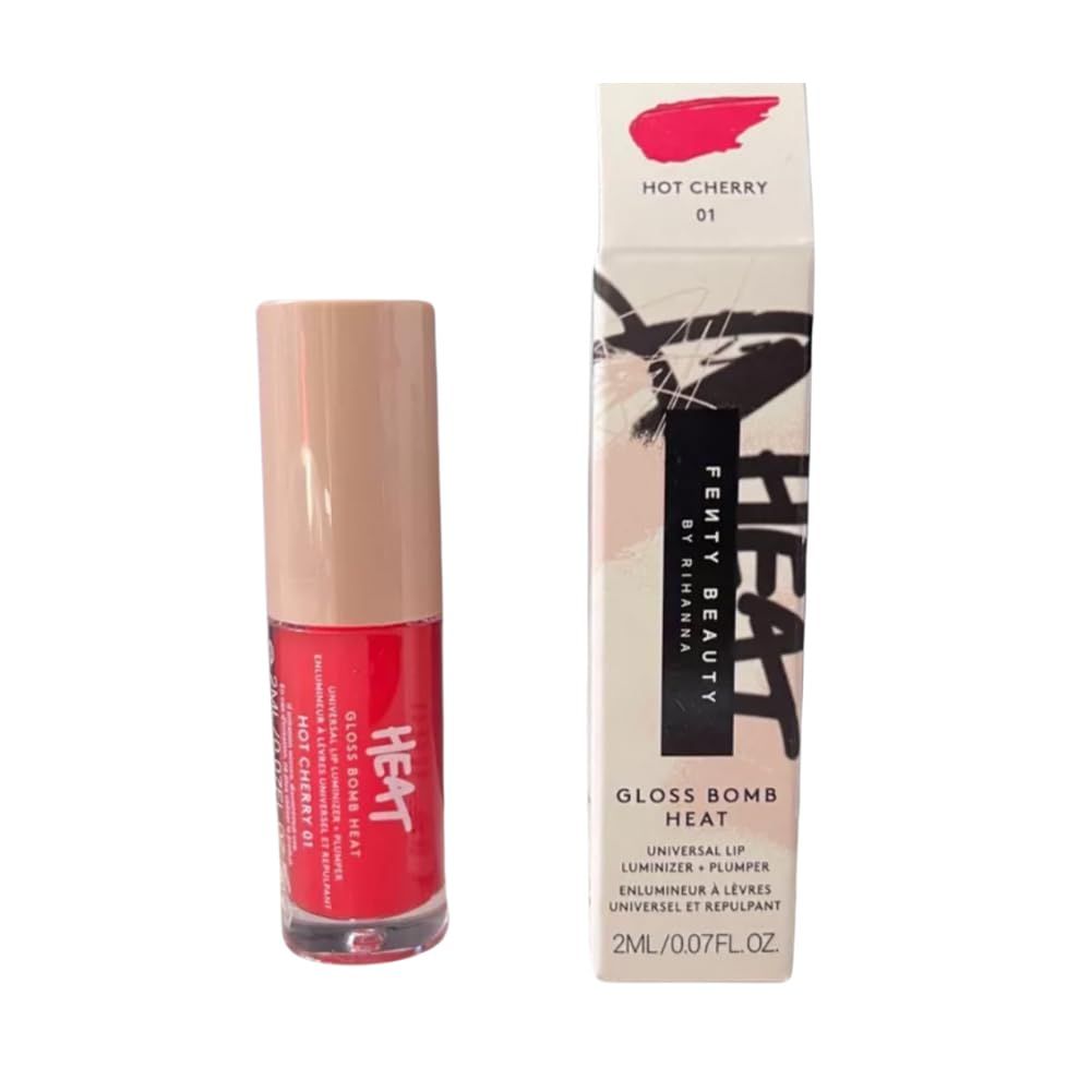 FENTY BEAUTY Gloss Bomb Heat Universal Lip Luminizer and Plumper Travel 2ml Hot Cherry, .07OZ