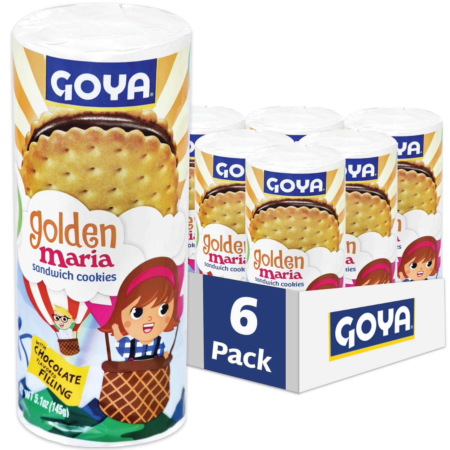 Goya Golden Maria Sandwich Cookies, 5.10 Ounce each, Pack of 6