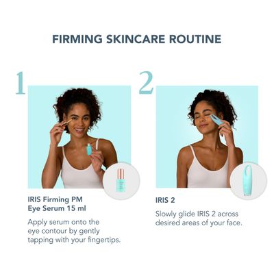 FOREO Eye Candy IRIS 2 Bundle - Lymphatic Drainage Eye Massager FOREO IRIS Firming PM Eye Serum, 0.5 oz - Dark Eye Circle Remover & Eye Bags Remover - Anti Wrinkle Eye Puffiness Reducer - Mint