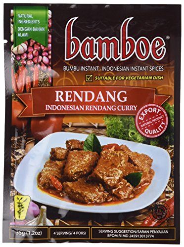 bamboe - RENDANG - INDONESIAN DRY CURRY PASTE - INDONESIAN INSTANT SPICES - 6 x 1.2 OZ 36 g - Product of Indonesia by Bamboe